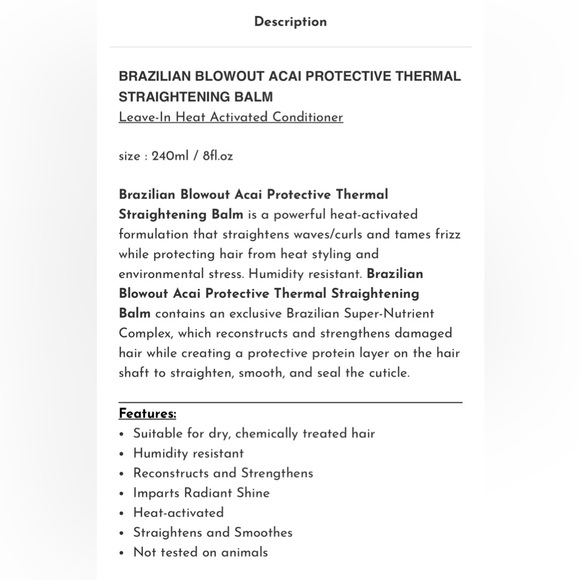 Brazilian Blowout, Protective Thermal Straightening Balm + Brazilian Dry Oil - Picture 6 of 11